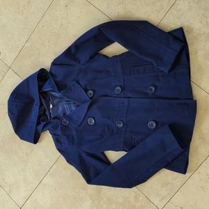 Rubbish blue short trench with hood